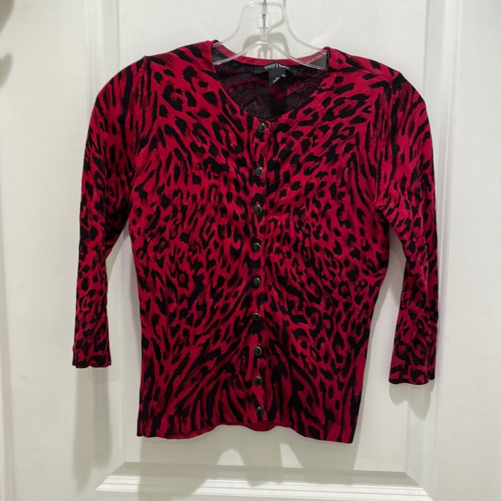 White House Black Market animal print cardigan